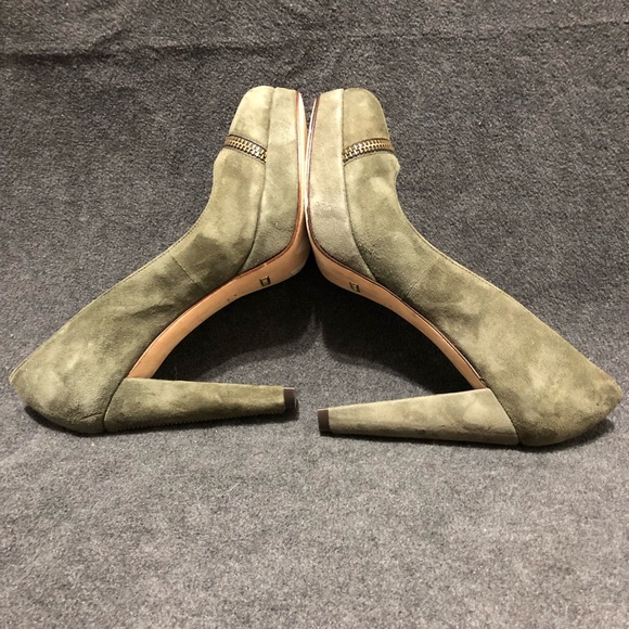 Cole Haan Women's Stephanie Zipper Platform Olive Green Suede Pumps Size 6B - Picture 6 of 11